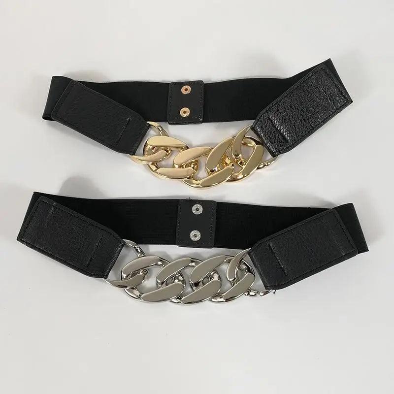 Women Elegant Elastic Stretch Wide Dress Belt Big Chain Waistbands For  Women Luxury Party Belts For Dresses