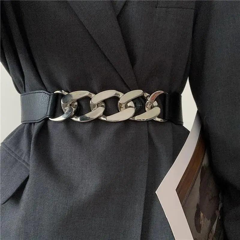 Women Elegant Elastic Stretch Wide Dress Belt Big Chain Waistbands For winxwheels Women Elegant Elastic Stretch Wide Dress Belt Big Chain Waistbands For winxwheels