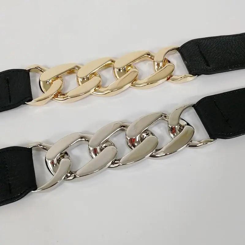 Women Elegant Elastic Stretch Wide Dress Belt Big Chain Waistbands For  Women Luxury Party Belts For Dresses