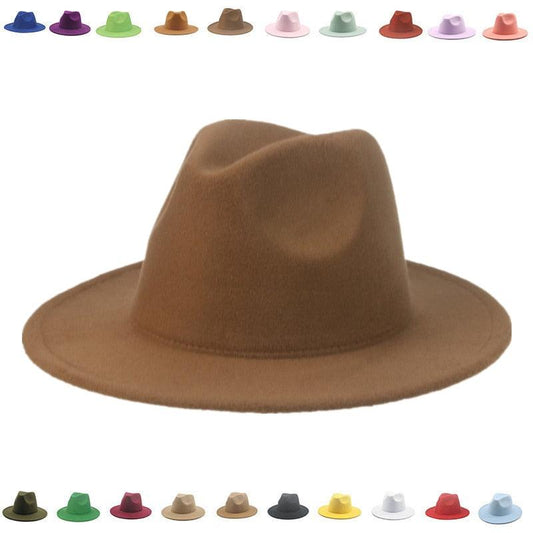 Women Luxury Fedora Hat Women Fedora Hat Women Solid Wide Brim Winter Men Hat Retro Wide Autumn Unique Style Men Hat Vintage Brown Formal Wedding Fedora Hats