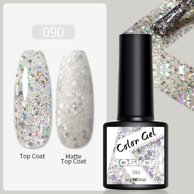 Womens Glossy Colorful 8ml Nail Gel Polish Permanent UV LED Summer Winter High Quality Fashion Design