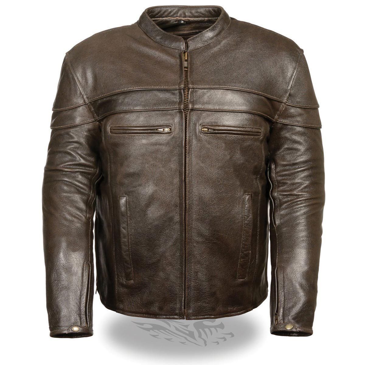 ML1408RT Men's Retro Brown 'Savage' Sporty Crossover Retro Leather Jacket