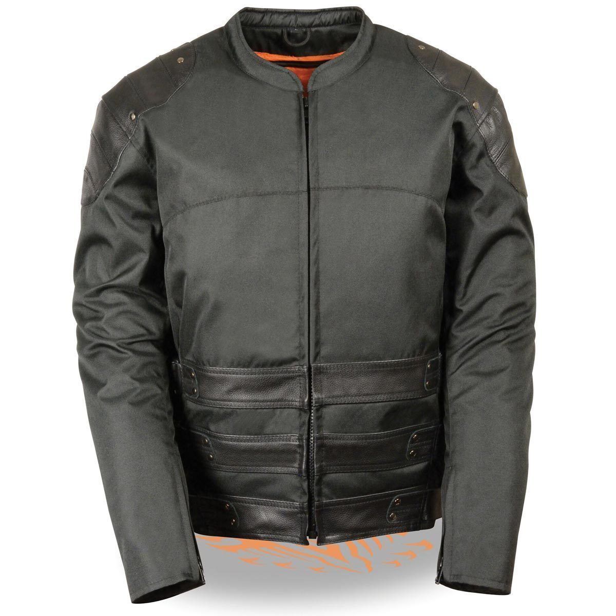 MPM1755 Men's 'Assault Style' Black Leather and Textile M/C Jacket