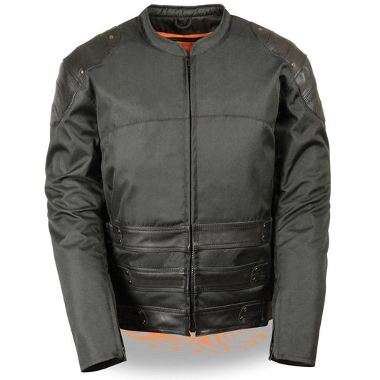 MPM1755 Men's 'Assault Style' Black Leather and Textile M/C Jacket