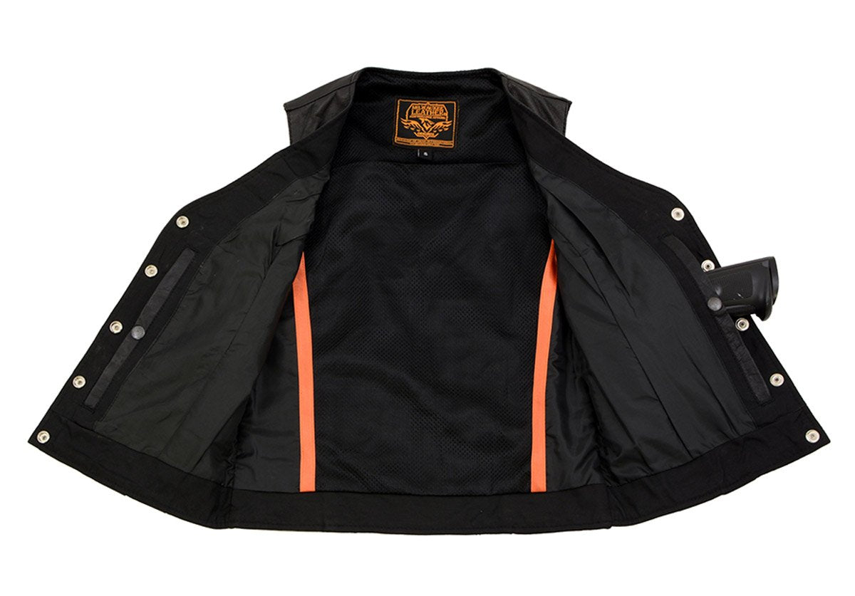 XS1216 Ladies Black Leather Vest with Front Laces