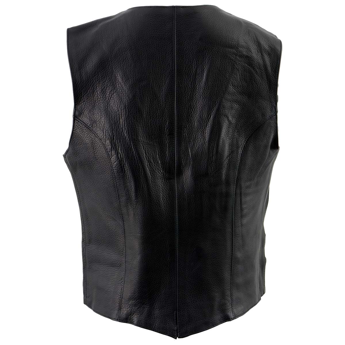 XS1253 Women's Classic Black Leather Vest with Buffalo Nickel Snap Buttons