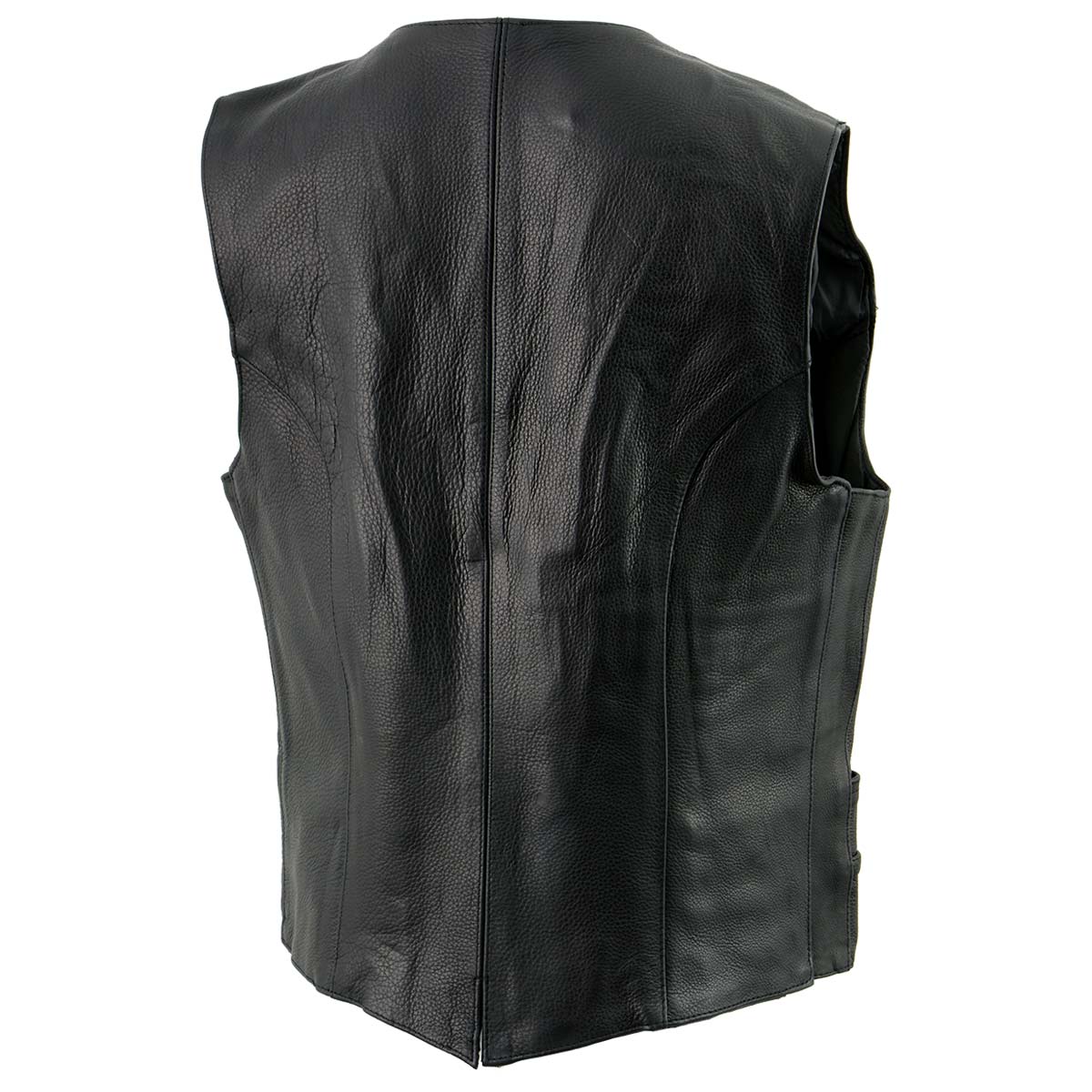 XS1253 Women's Classic Black Leather Vest with Buffalo Nickel Snap Buttons