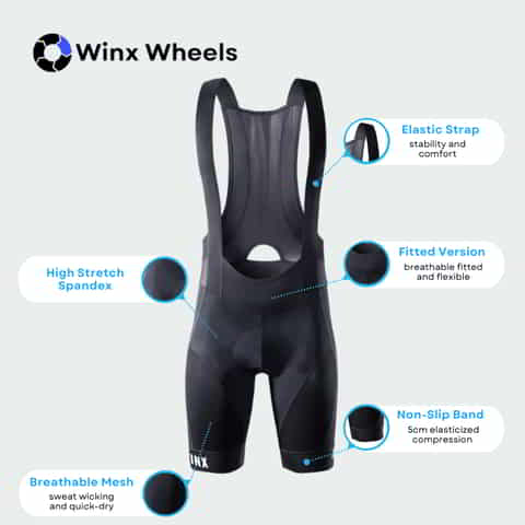 Winx Ultra Bib Shorts with Labeled Features